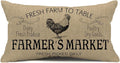 Retro Farmhouse Chicken Pillow Covers 12x20 inch Vintage Thanksgiving Day Farmer's Market Cock Poultry Goods Dairy Fresh Produce Lumbar Pillow Farm Decor Throw Cushion Case for Home Couch Pillowcase