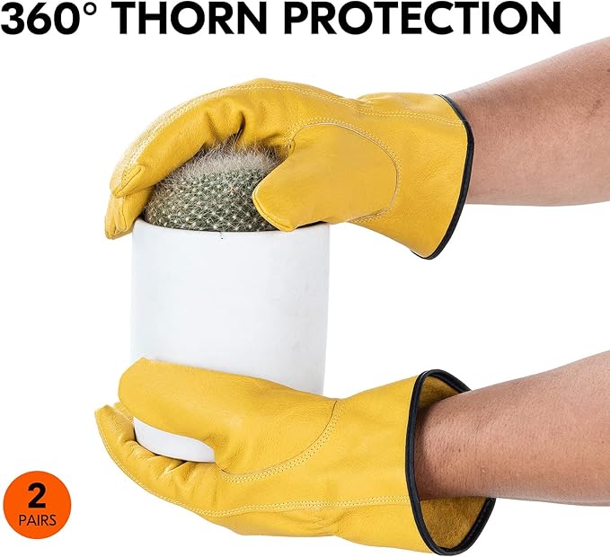 Vgo... 2-Pairs Unlined Men's Pigskin Leather Work Gloves, Drivers Gloves (Size XL, Gold, PA9501)