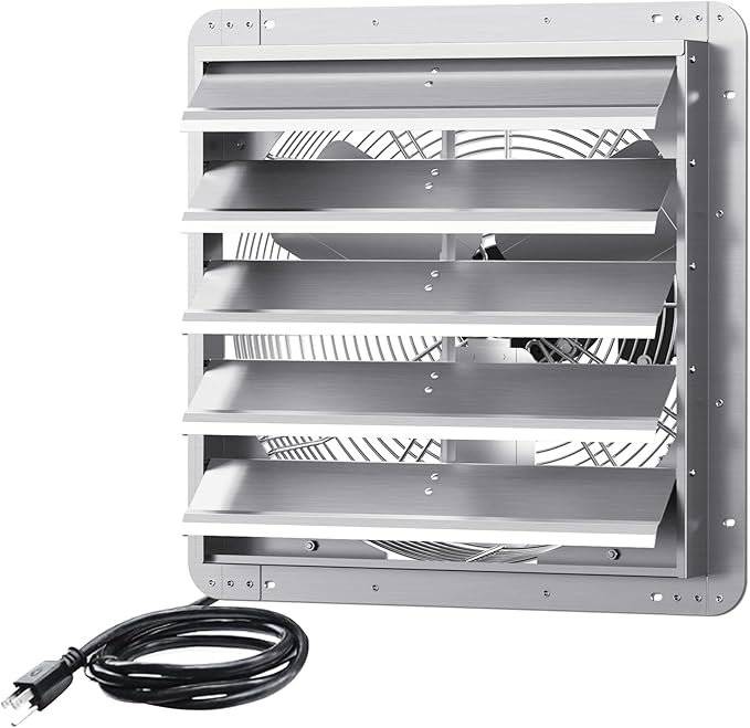 20 Inch Shutter Exhaust Fan, Aluminum Wall Mounted Exhaust Fan, 4000 CFM High Speed Automatic Shutter Attic Fan, Vent Fan For Greenhouse,Shed,Shop,Garage,ETL Listed