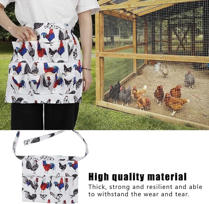 Egg Apron with 12 Deep Pockets, Egg Collecting Apron for Chicken Duck Goose Eggs, Gathering Holding Apron for Housewife Farmhouse