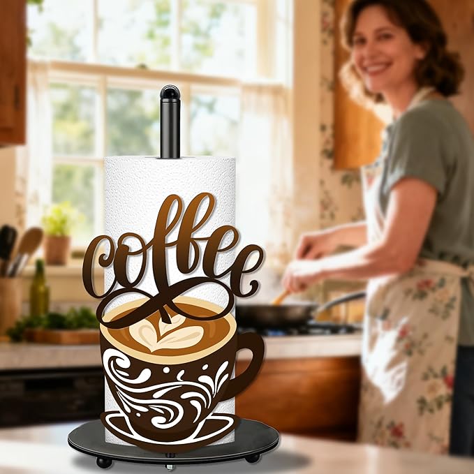 Coffee Paper Towel Holder, Coffee Decor for Countertop Cute Vintage Home Table, Housewarming Birthday Gifts for Cafe Lovers