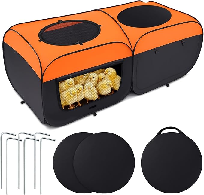 LemonRoad Large Chicken Brooder Box for Chick Starter Kit, Holds up to 50 Chicks, 73x36x26 Inch, Upgrade Dual Door, Top Shading Design, Chick Brooder Pen/playpen/Baby Chicken, Bottom Non-Detachable