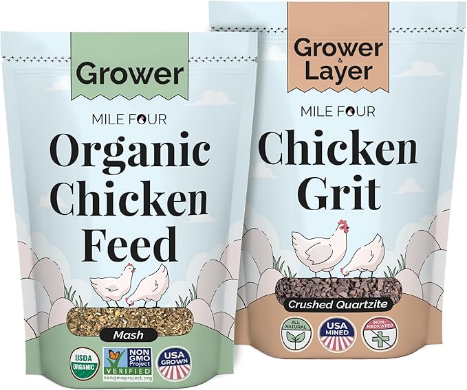 Grower Chicken Kit - Feed & Grit - Grower Chick Mash 2 lbs., Non-GMO, USA Grown, 21% Protein, Corn-Free, 100% Natural Mineral Chicken Grit 4 lbs.
