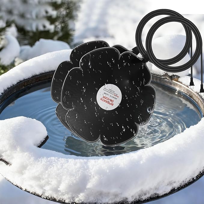 2 Pack 250W Bird Bath Heater De-icer, Thermostatically Controlled Birdbath Water Heater with 6.6 ft Cord, Outdoor Winter Heaters for Bird Bath, Chicken Waterer, Pond