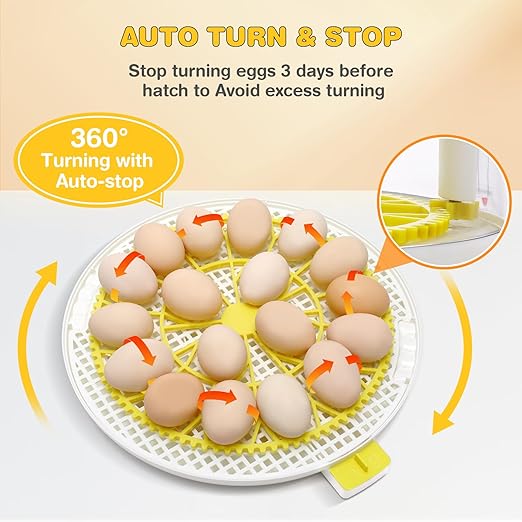 Sailnovo 18 Eggs Incubator for Hatching Eggs with Automatic Egg Turning, Humidity Level Display, Egg Candler, Hatch Days & Incubator for Chicken Eggs,Ideal for Farm,School and Lab (Yellow)