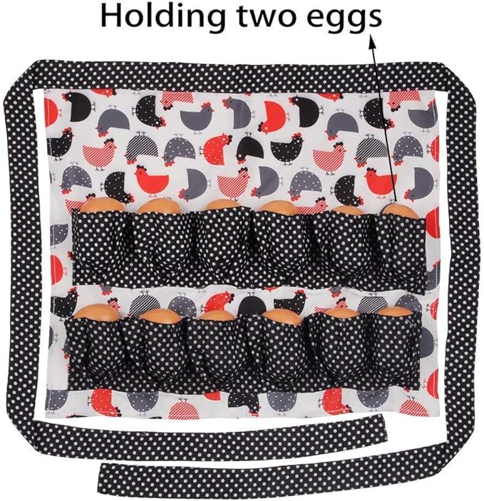 Sefiron Chicken Egg Collecting Apron,12 Deep Pockets for Hense,Duck,Goose Eggs