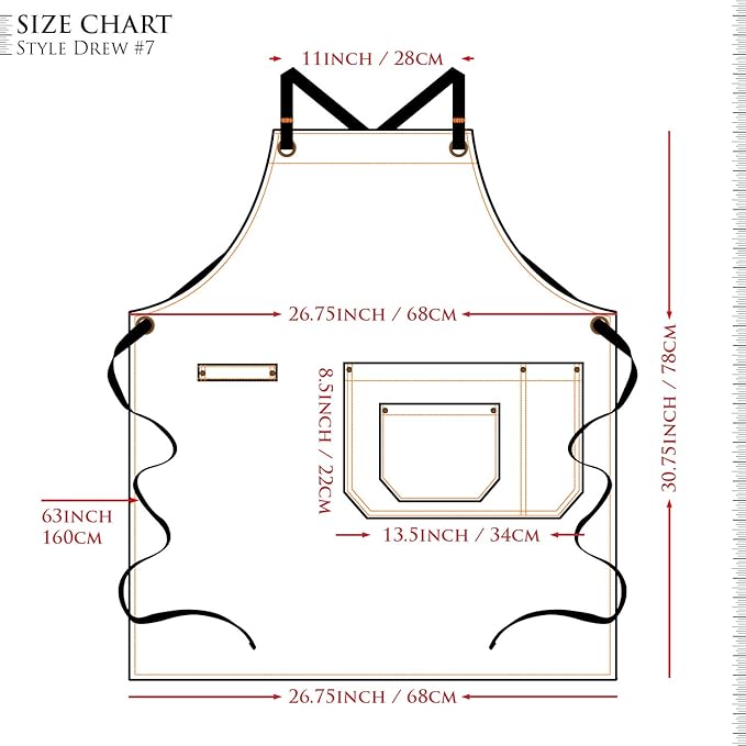 NEOVIVA Canvas Tool Apron for Men and Women with Pockets, Heavy Duty Cross Back Work Apron for Shop BBQ Woodworking