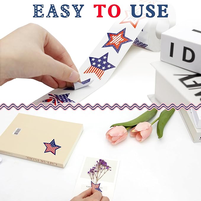 Patriotic Stickers 500 Pcs, 1.5" Memorial Day 4th of July Stars Stickers (wujiaoxing)