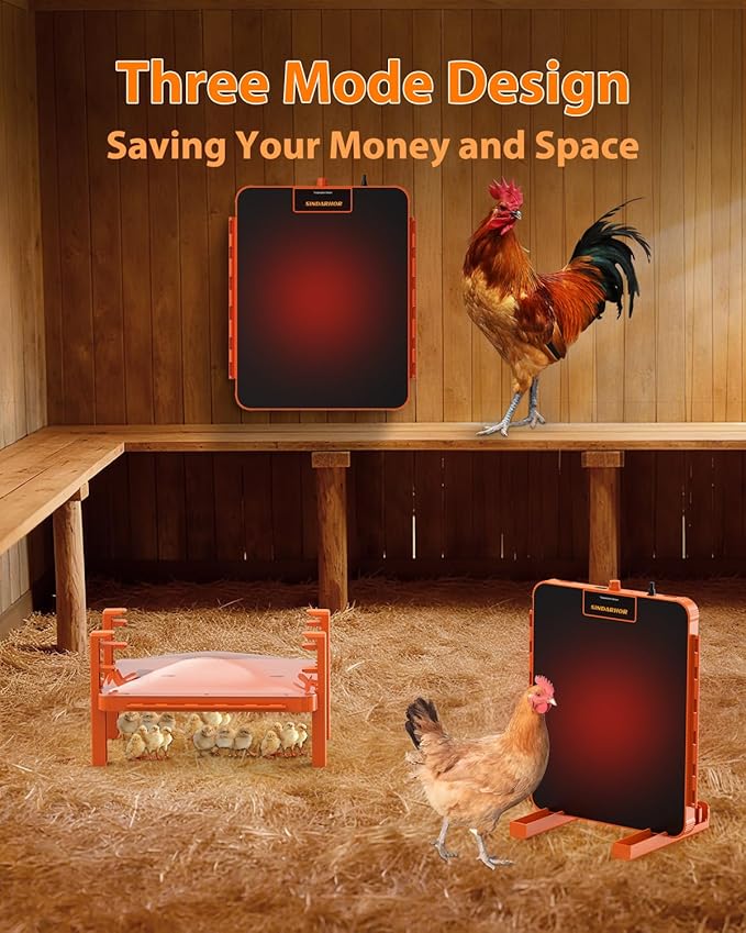 Chick Brooder Box Heat Plate,Chicken Coop Heater with Temperature Sensor - Heating Panel for Baby Chicks - Chickens Warmer for Winter - Radiant Heaters Brooding for Outdoor Poultry (Orange)
