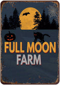 Rustic Farm Full Moon Metal Sign Vintage Style Halloween Wall Decor for Farmhouse Gift 12x8 Inches