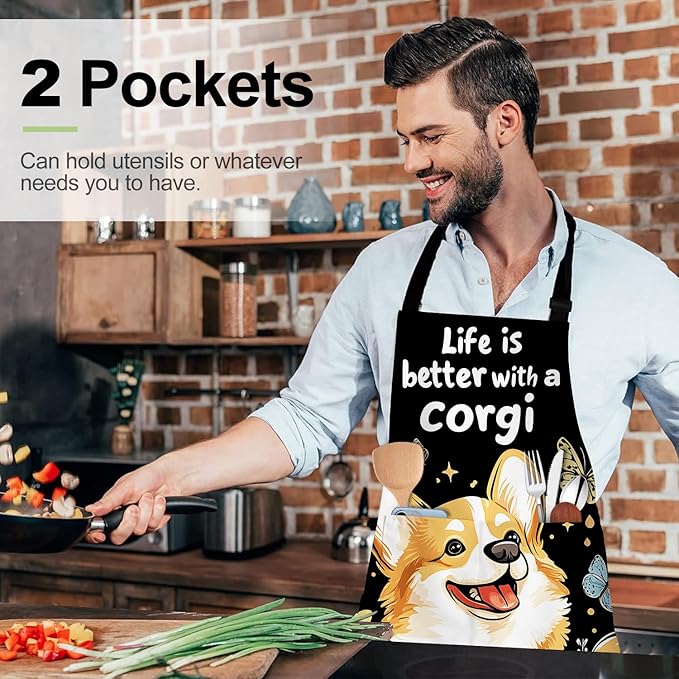 Apron Adjustable Waterproof with Two Deep Pockets Wowen men for Summer BBQ Pool Parties & Resorts
