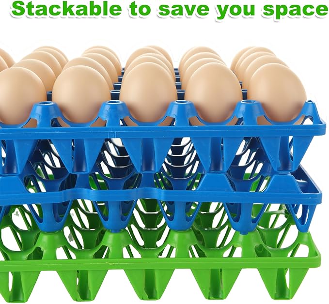 16 Pack Plastic Egg Tray Egg Crates, 30-Egg Flats Egg Cartons, Stackable Egg organizer Crates for Home Chicken Farmers, Plastic Egg Crate Hold Multiple Eggs for Storing, Sorting, Shipping Eggs