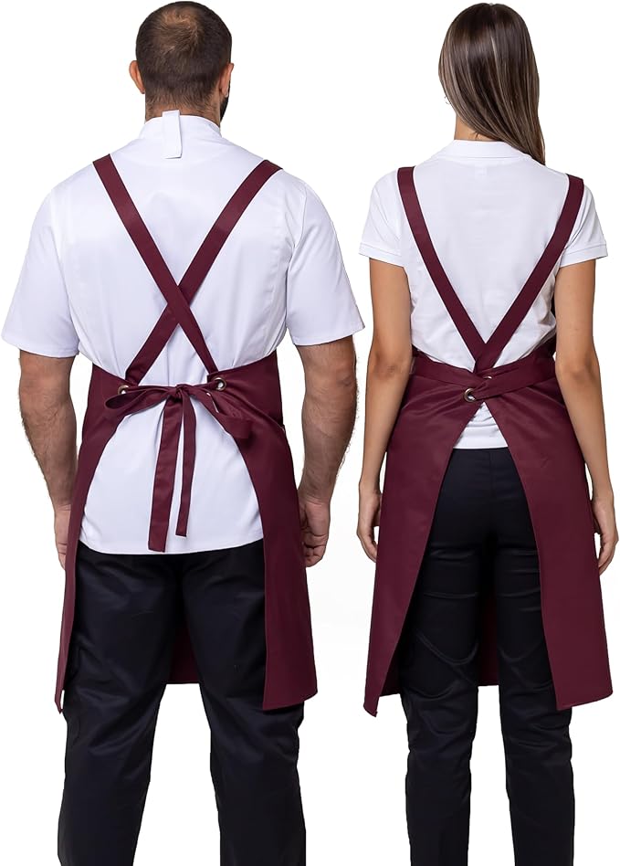 Aquasafe Water-Repellent Cross-Back Bib Apron - Unisex One Size