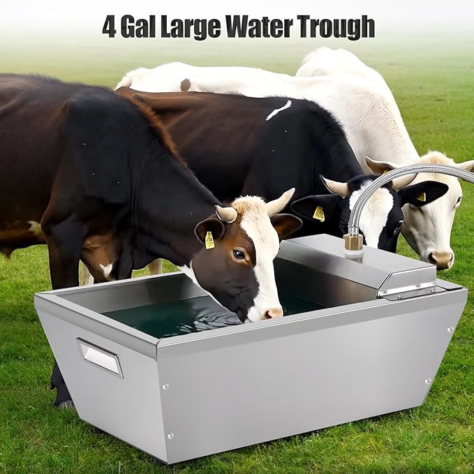 4Gal Automatic Livestock Water Trough for Horse Metal Auto Dog Water Bowl Dispenser for Dogs Large Capacity Self Filling Livestock Waterer Feeder for Dogs Horse Goat Sheep Pet