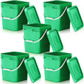 Mumufy 5 Pcs 3.5 Gallon Square Food Grade Bucket with Lid Square Bucket Pail Plastic Handles for Long Term Food Storage, Camping, Fishing, Home Organization Easy Stack and Store (Green)