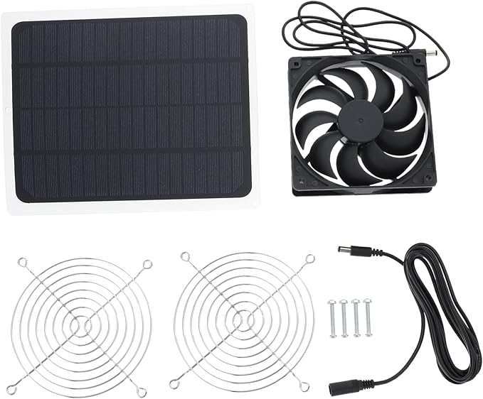 BESPORTBLE 1 Set Solar Powered Fan for Chicken Coop Fan for Pet House Greenhouse Doghouse and Rv Solar Panel Ventilation System for Outdoor Use