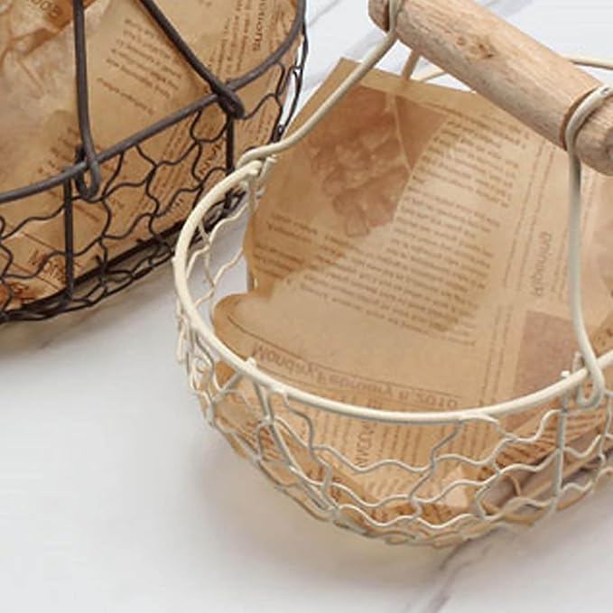 Vintage Wire Basket – Rustic Farmhouse Desktop Storage Basket, Fruit Basket & Egg Baskets & Kitchen Vegetable Basket