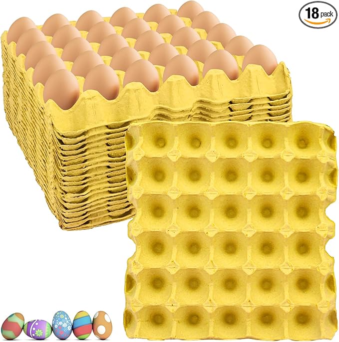 18 Flats 30 Cell Egg Crate（Holds 30 Eggs）, 30 grids Cardboard Egg Cartons, Sturdy and Stackable Egg Flats, Perfect Egg Crates for Fresh Eggs, Chicken Farm