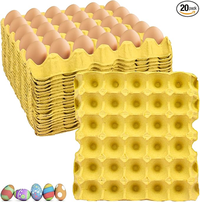 20 Flats 30-Cell Egg Crate（Holds 30 Eggs）, Cardboard Egg Cartons, Sturdy and Stackable Egg Flats, Perfect Egg Crates for Fresh Eggs, Chicken Farm