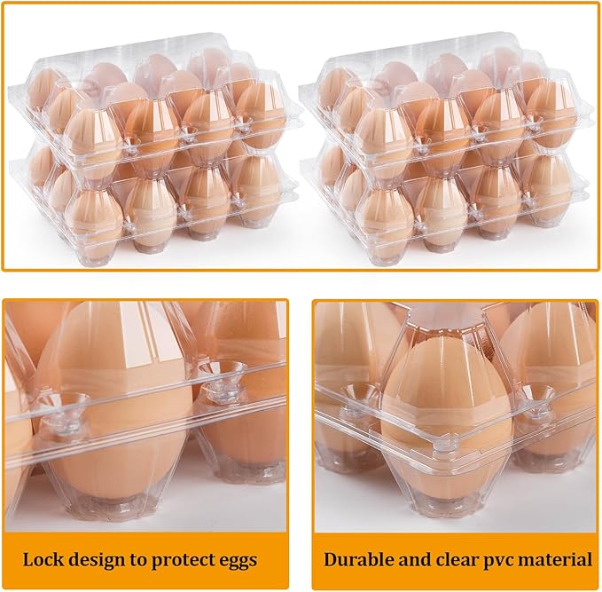 120 Pack Egg Cartons Cheap Bulk 12 Count, 1 Dozen Clear Empty Egg Cartons for Chicken Eggs, Plastic Egg Holder Egg Container for Family,Chicken Farm and Markets - Medium Egg Cartons Reusable