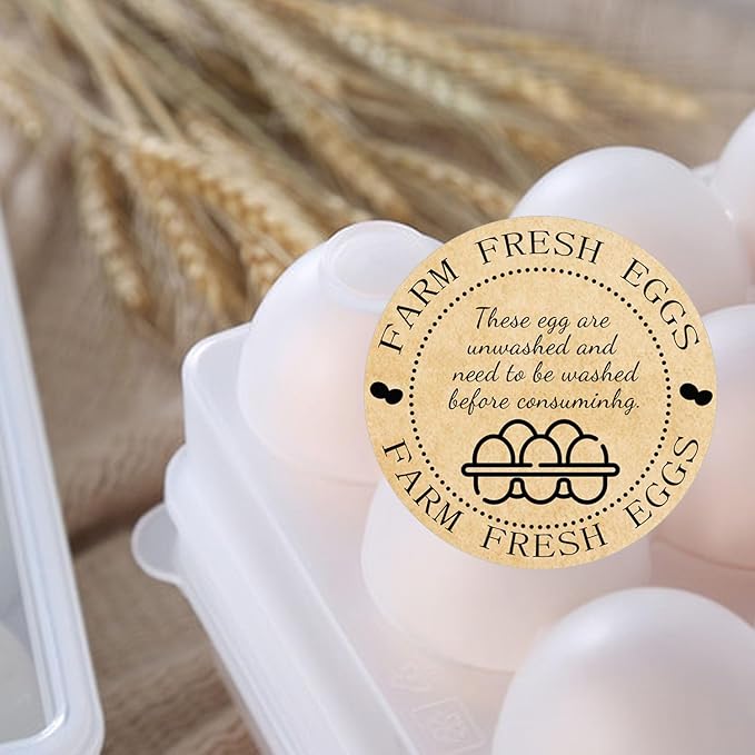 500 Pcs Farm Fresh Eggs Labels Unwashed Fresh Eggs Packaging Stickers Poultry Farmers Quail Egg Producers Stickers for Farmers Market Homestead Fresh Chicken & Quail Egg (Cowhide Paper Unwashed Eggs)