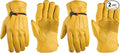 Wells Lamont Men's Cowhide Leather Work Gloves, Adjustable Wrist, Puncture and Cut Resistant, Saddletan, Medium (1132M) (Pack of 2)