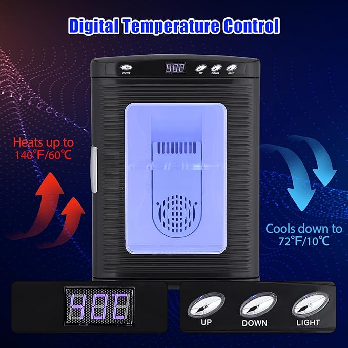 25L Reptile Incubators for Hatching Eggs, Digital Science Lab Incubator,Cooling and Heating 10-60°C, 12VAC/110VDC Dual-Power Small Portable Incubator for Laboratory, Home, Vehicle, Black