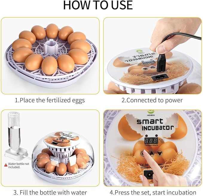 Series I - 12 Egg Incubator for Beginners, Auto Egg Turn, Steady Self-Regulating Humidity & Consistent Temperature Control for Hatching Chicken, Goose, Duck, Quail, Pigeon, and Turkeys