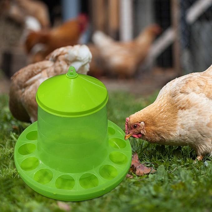 Chicken Feeder Waterer Feeding Container Breeding Supplies Feed Bucket Barrel Automatic Poultry Feeder for Ducks, Quails, Goose, Hen, Birds, 28x24cm No Bracket