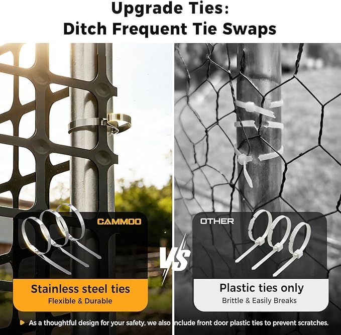 Metal Chicken Coop with Run, 9.8x6.6x6.6ft Walk-in Chicken Run for Yard with Cover, Upgrade Double Lock & Rust-Proof Mesh, Stainless Steel Ties, Easy Assembly, Chicken Pen for Ducks, Rabbits