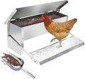 Automatic Chicken Feeder 5L Treadle Galvanized Steel Poultry Feeders Self-Opening Automatic Food, with Weatherproof Lid Rain Cover for Roosters Pheasant Chicken Outdoor Coop