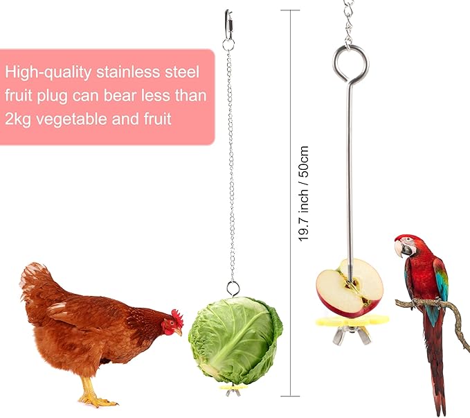 8PCS Chicken Toys for Coop Accessories, Chicken Swing, Xylophone, Mirror, Vegetable Hanging Feeder, Fruit Rack for Poultry Rooster Large Bird Parrot Lovers’ Entertainment Gift