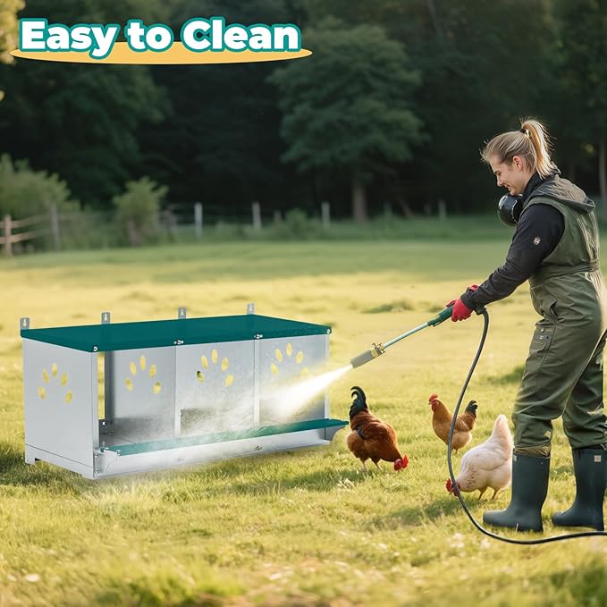 Chicken Nesting Box for Laying Eggs, Metal Chicken Laying Boxes Wall Mountable, Easy Egg Collection Roll Away Nesting Boxes Chicken, Chicken Coop Nesting Boxes for Hens, 3 Compartments