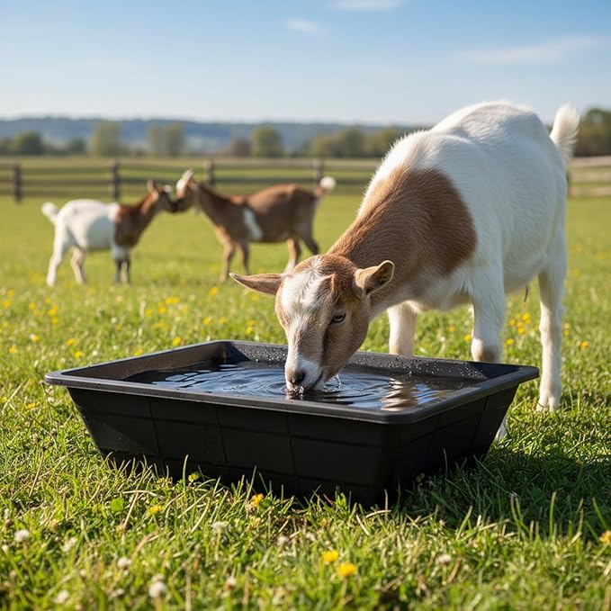 4 Pcs Rubber Feeder Pan,3 Gallon Horse Feed Bucket Utility Feed Bucket,Large Utility Heavy Duty Horse Trough Feeder for Pig Goat Chicken Dogs Farm Small Animal