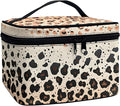Brown Cheetah Leopard Print Travel Makeup Bags for Women Portable Tote Cosmetic Case with Carry Handle Toiletry Accessories Storage Organizer Bags