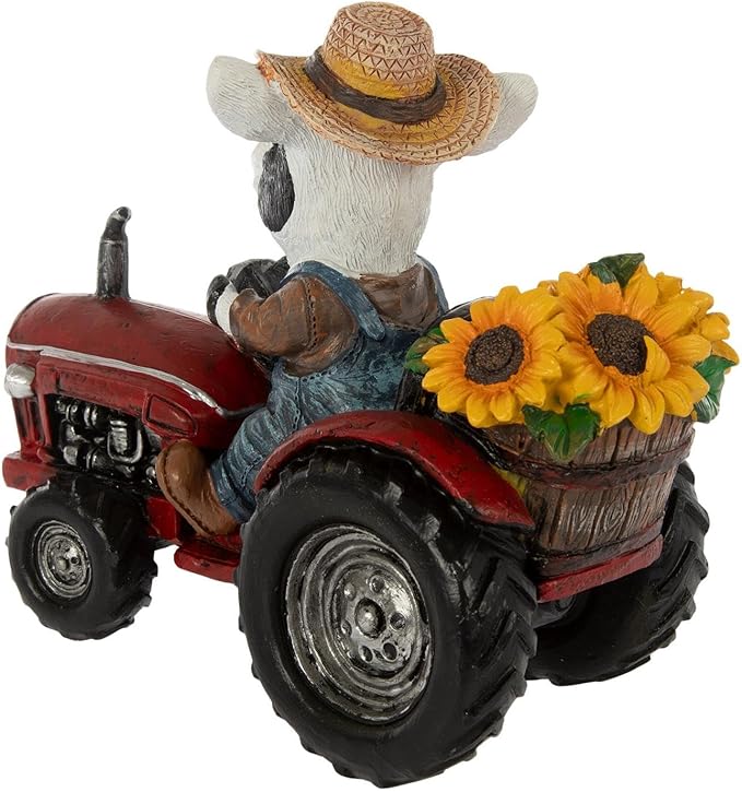 Hobby Lobby Farm Animal Kitchen Figurines, Farmyard Friends, Home Kitchen Coffee Bar Office Decor (Cow Driving Red Tractor)