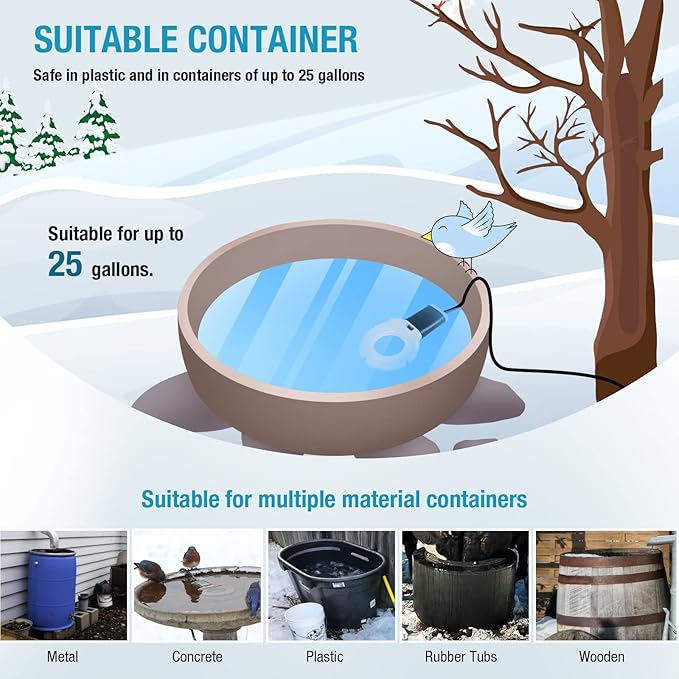 250W Chicken Waterer Heater, Aluminum Utility De-Icer for Farm & Livestock, Non-Conductive and Anti-Rust Heated Chicken Waterer, Bird Bath Heater Livestock Water Heater for Multiple Using
