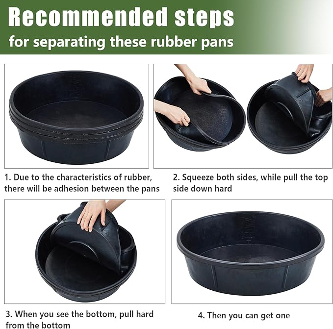 Sadnyy 5 Pcs Rubber Feed Pan 12 Quart/ 3 Gallon Utility Horse Feed Bucket Rubber Bowl Chicken Dust Bath Container Horse Feeder for Goats Livestock Animal Feeding Cats Dogs Pigs