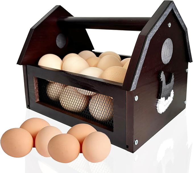 Egg Basket,Wooden Egg Basket for Gathering Fresh Eggs,Farmhouse Chicken Egg Collecting Basket for Countertop