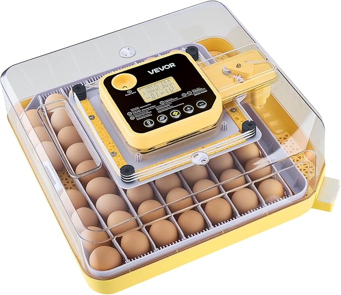 VEVOR 48 Egg Incubator, Automatic Egg Turner with LED Candler, Temperature Display & Auto Humidity Control, 360° View Clear Window, Poultry Eggs Incubator for Hatching Chicks Ducks Goose Quail