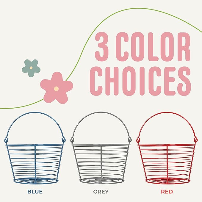 CONCORD 8" Egg Basket For Storage Collecting and Transporting Chicken and Duck Eggs. Farm Grade Wire Baskets. 2 Pack (Blue)