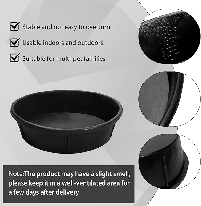 6 Pcs Rubber Feeder Pan 12 Quart/ 3 Gallon Rubber Dust Bath Tub Large Utility Feed Bucket Livestock Bowl for Feeding Pig Dog Horse Goat Chicken Animal, 17.1 x 4.3 Inch