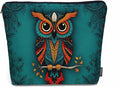 Owl Makeup Organizer Bag Cosmetic Bag For Men Women, Wild Owl Mandala Floral Blue Travel Toiletry Bag Flax Makeup Bags Purse Business Makeup Pouch For Toiletries Cosmetics
