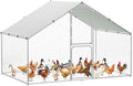 Large Metal Chicken Coop, Walk-in Poultry Cage, Chicken Run Pen House with Waterproof & Anti-Ultraviolet Cover Chicken Coop Run with Double Lockable Doors for Outdoor and Backyard 9.8 x 6.5X 6.6ft