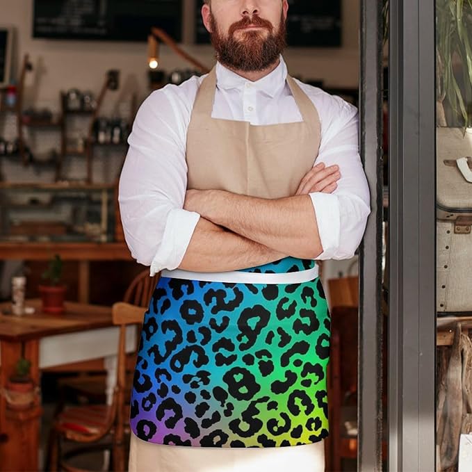 Unisex Apron for Cooking Server Waitress Half Waist Apron with 3 Pockets