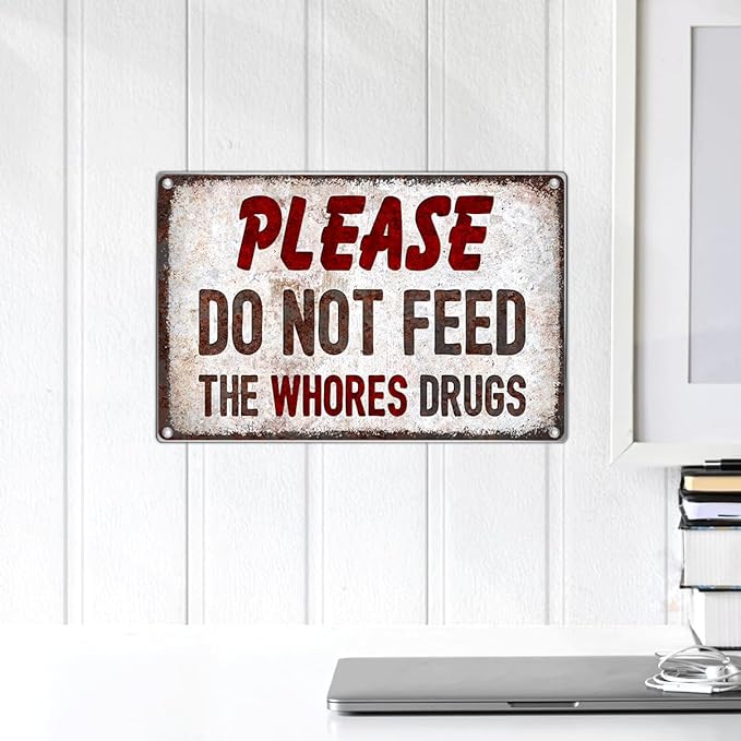 Funny Metal Sign For Bar Pub Dorm Wall Decor Humorous Tin Gag Prank College Room Decoration Vintage Style Art 12 x 8 Inch Kitchen Outdoor Aluminum Home Indoor