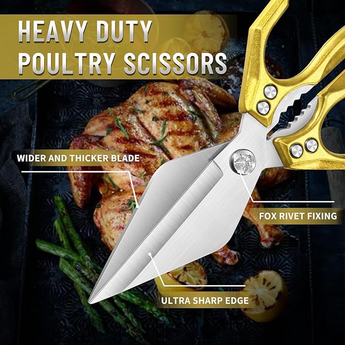 Dream Reach Heavy Duty Poultry Shears Kitchen Scissors for Food with Ergonomic Handle, Japanese High-Carbon Steel Cooking Scissors for Kitchen, Chicken, Meat, Seafood, Bone Cutting Christmas Gifts