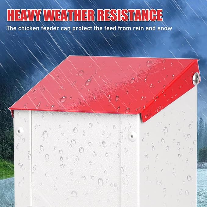 Automatic Bird Feeder Galvanized Metal Bird Feeders for Outdoors No Waste Wall Mounted Poultry Feed Dispenser Holds 8Lbs ForBird Quails Goose Chickens Ducks
