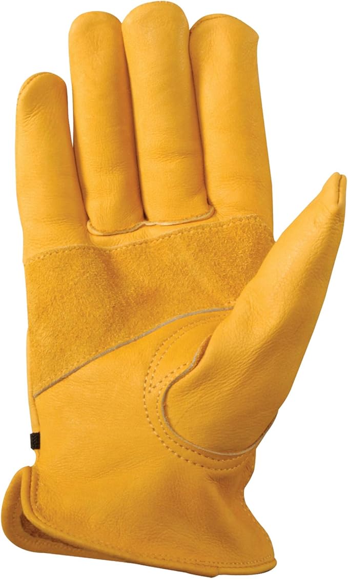 Wells Lamont Men's Cowhide Leather Work Gloves, Adjustable Wrist, Puncture and Cut Resistant, Saddletan, Medium (1132M) (Pack of 2)