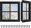 Shed Windows 2 Pack, Chicken Coop Windows 16" x 16" with Tempered Glass, Square Gable Flush Mounted Small Window for Shed, Playhouse, Household, Garage (Black)